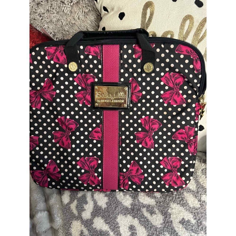 Betsey johnson polka dot pink bow padded laptop/computer bag/case
